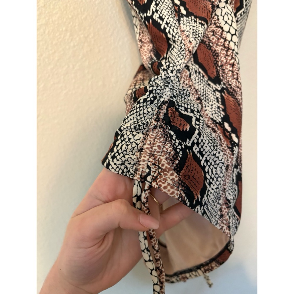 Kona Sol | Snakeskin One Piece Bathing Swimsuit Medium Coverage Cross Back - Picture 7 of 7